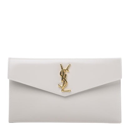 Saint Laurent Smooth Shiny Calfskin Monogram Uptown Pouch White 1 of 10