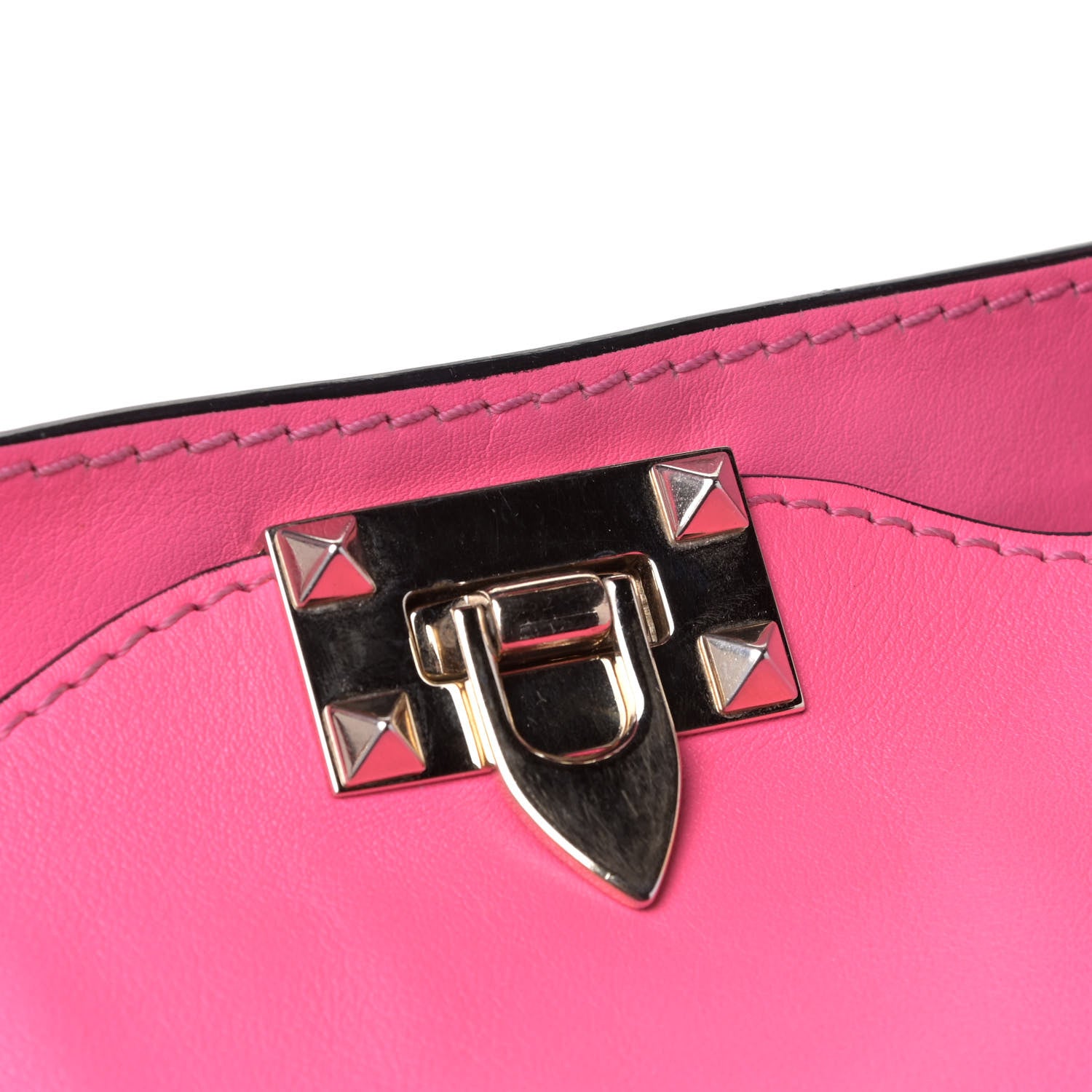 Valentino Garavani Vitello Medium Rockstud Tote Fuxia Fluo 13 of 19