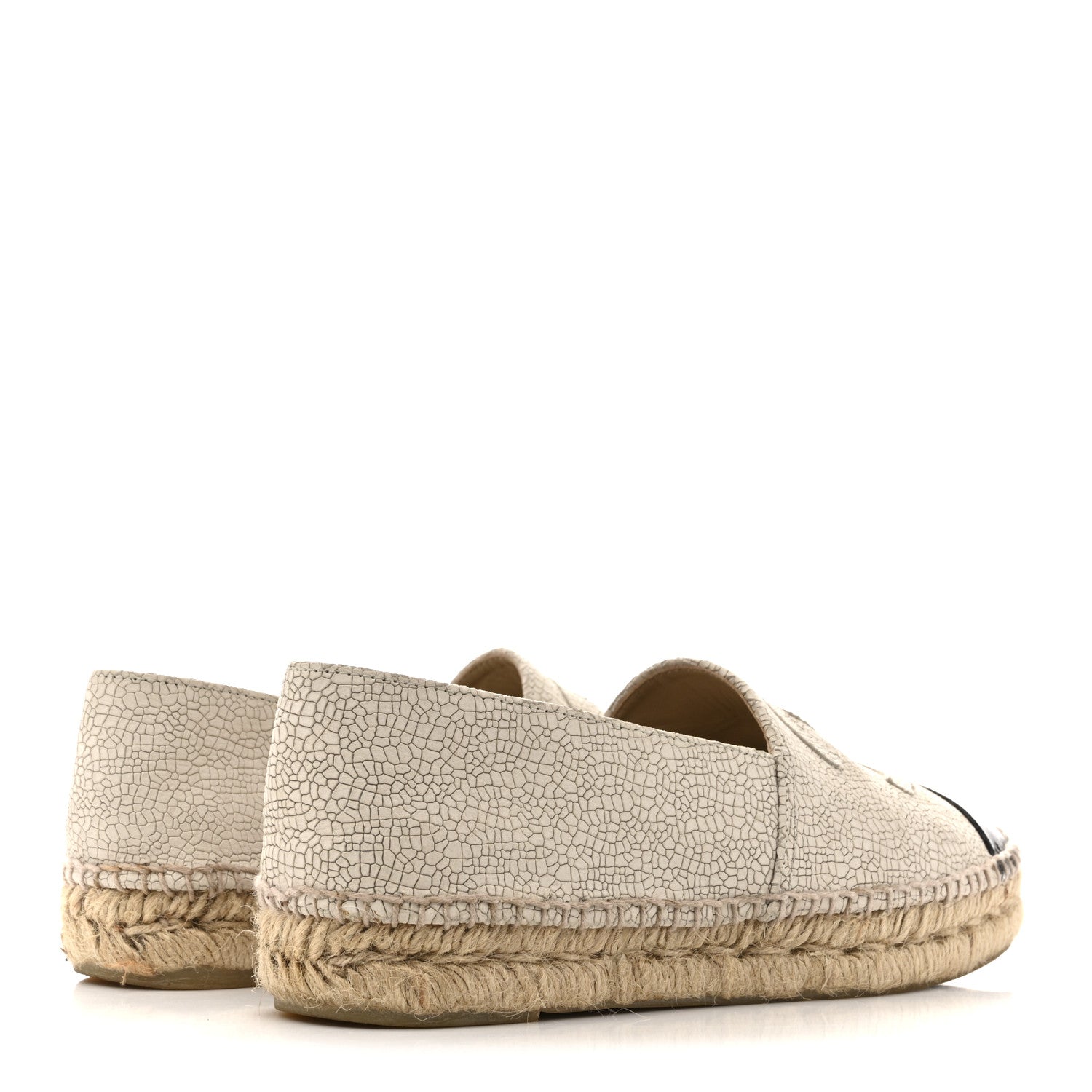 Chanel Crackled Calfskin Espadrilles 39 Light Beige Black 5 of 11