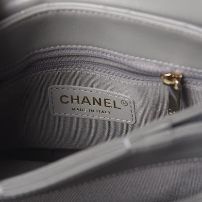 Chanel Calfskin Quilted Small Double Pocket Top Handle Flap Grey 6 of 10