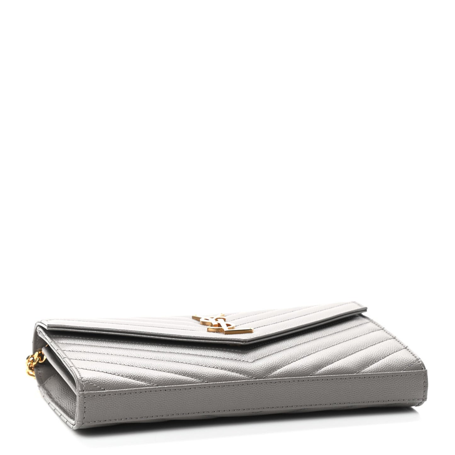 Grain De Poudre Matelasse Chevron Monogram Chain Wallet Fog