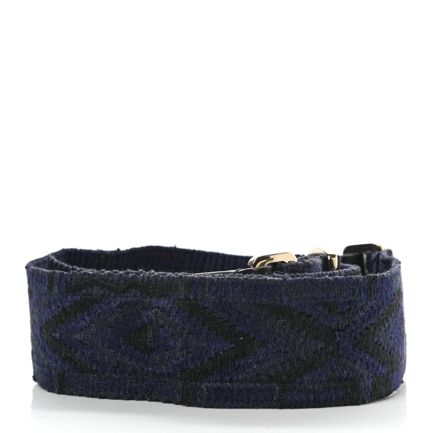 Valentino Garavani Canvas Geometric Embroidered Rockstud Guitar Strap Black Blue 2 of 3