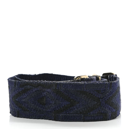 Valentino Garavani Canvas Geometric Embroidered Rockstud Guitar Strap Black Blue 2 of 3