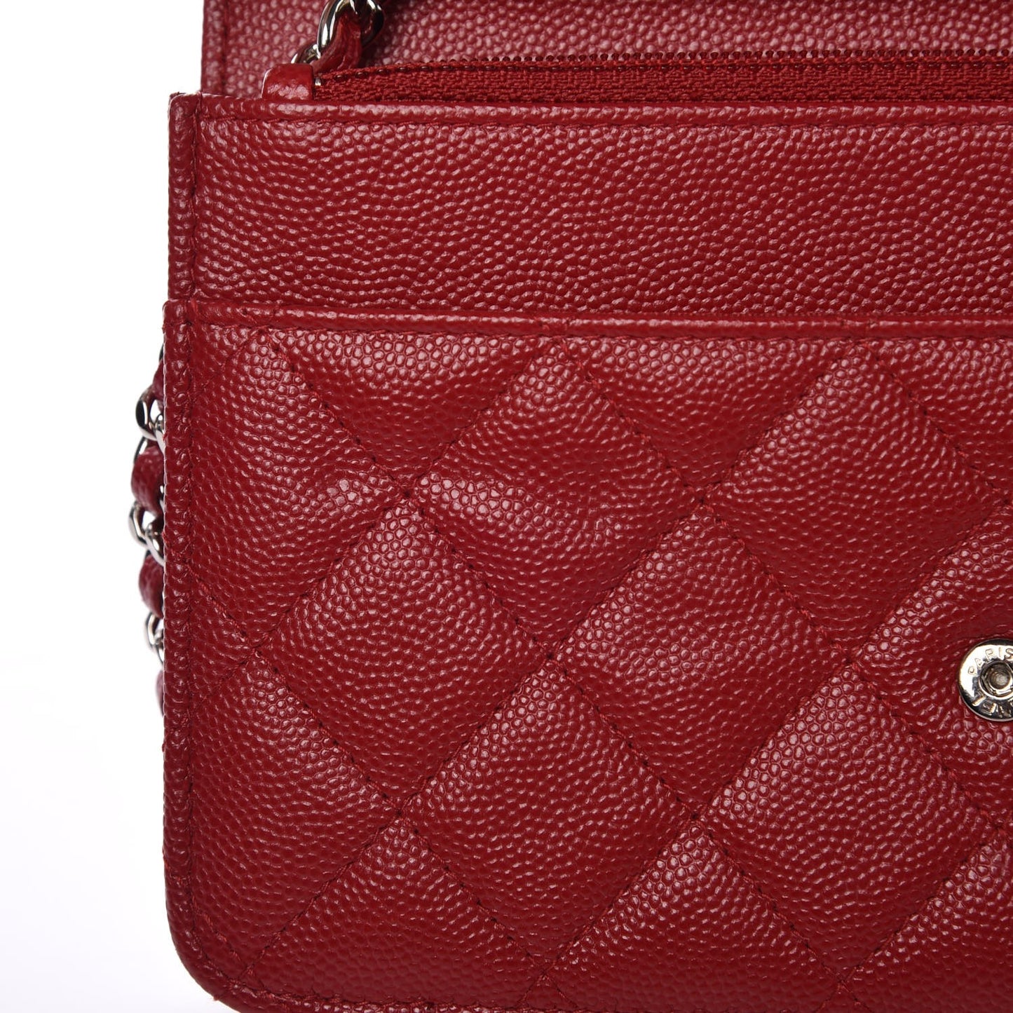 Caviar Quilted Wallet on Chain WOC Red
