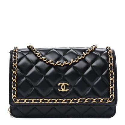 Chanel Lambskin Quilted Chain Around Wallet On Chain WOC Black 1 of 13