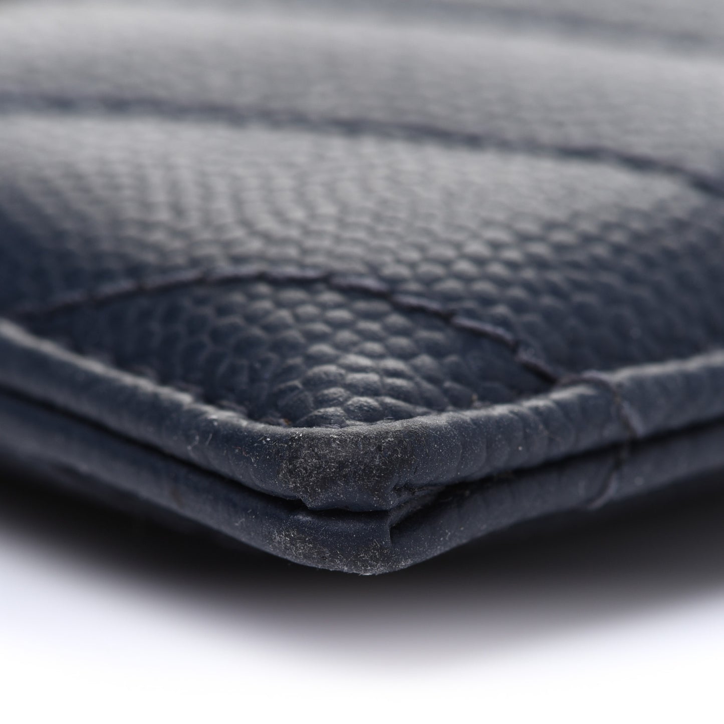Grain De Poudre Matelasse Chevron Monogram Credit Card Case Navy