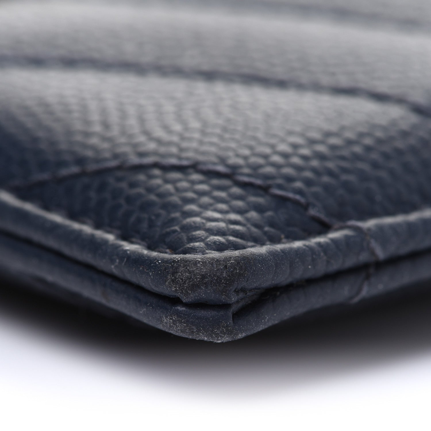 Saint Laurent Grain De Poudre Matelasse Chevron Monogram Credit Card Case Navy 9 of 12