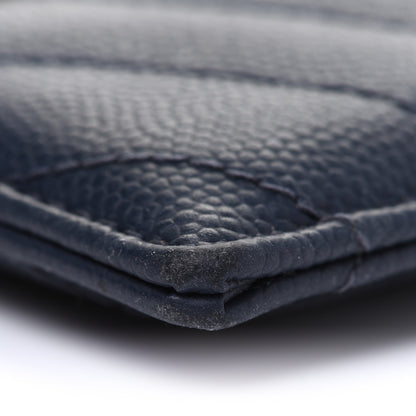Saint Laurent Grain De Poudre Matelasse Chevron Monogram Credit Card Case Navy 9 of 12
