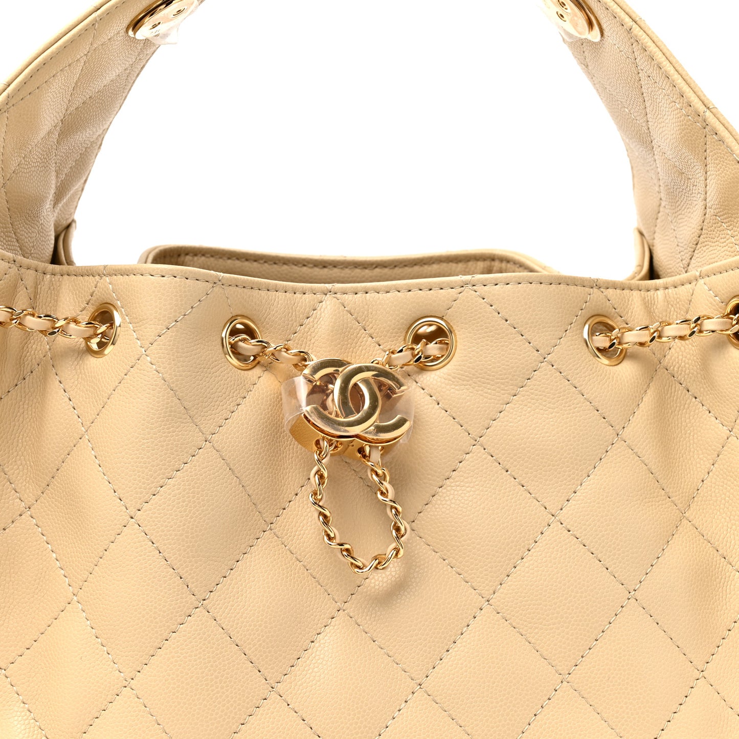 Caviar Quilted Small Chanel 25 Handbag Light Beige