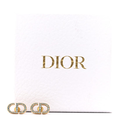 Christian Dior Crystal CD Earrings Blue Gold 5 of 5
