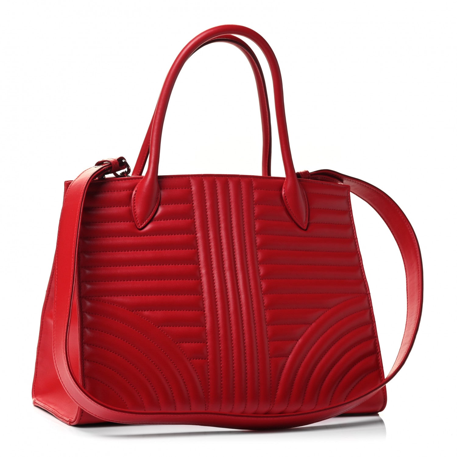 Prada Soft Calfskin Impunture Diagramme Tote Rosso 2 of 4