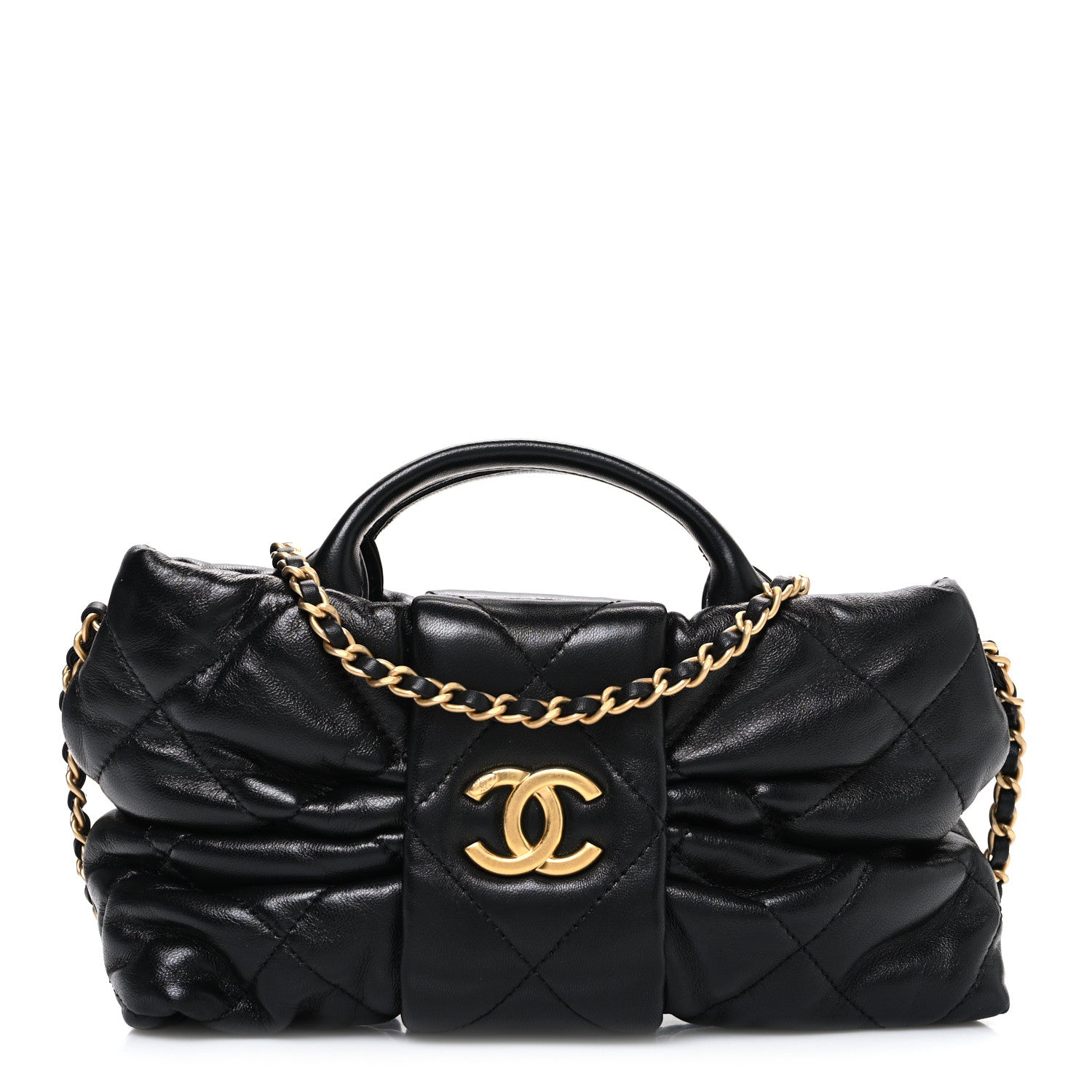 Chanel Lambskin Quilted Mini Bow Bag Black 1 of 10