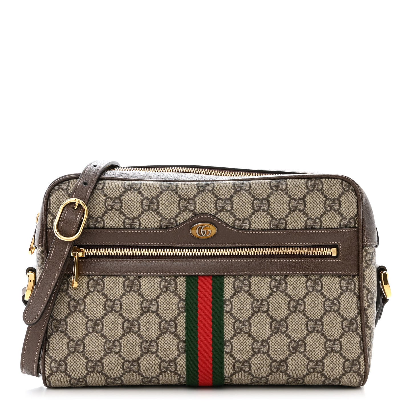 GG Supreme Monogram Web Small Ophidia Shoulder Bag Brown