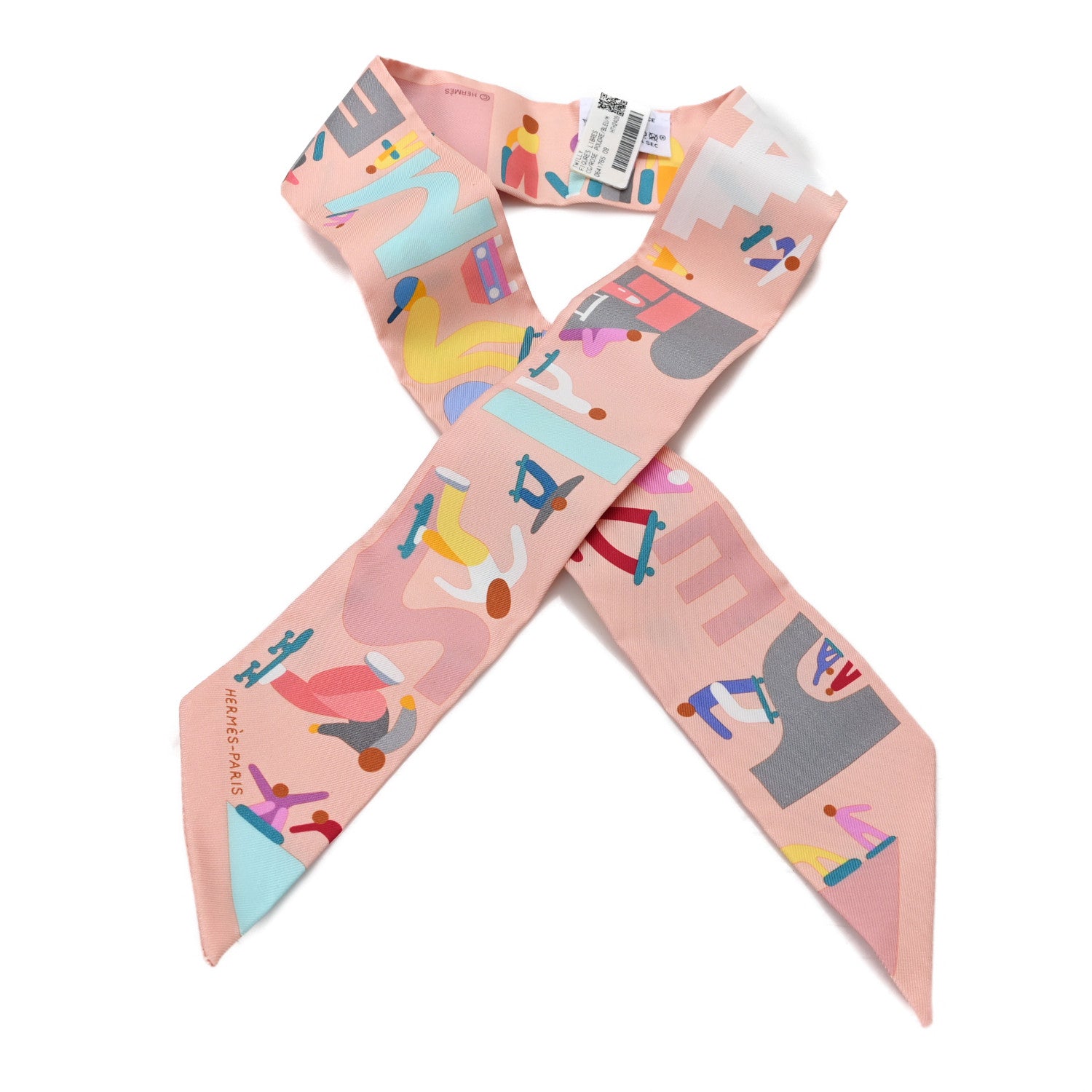 Hermes Silk Figures Libres Twilly Rose Poudre Bleu Multicolor 1 of 3