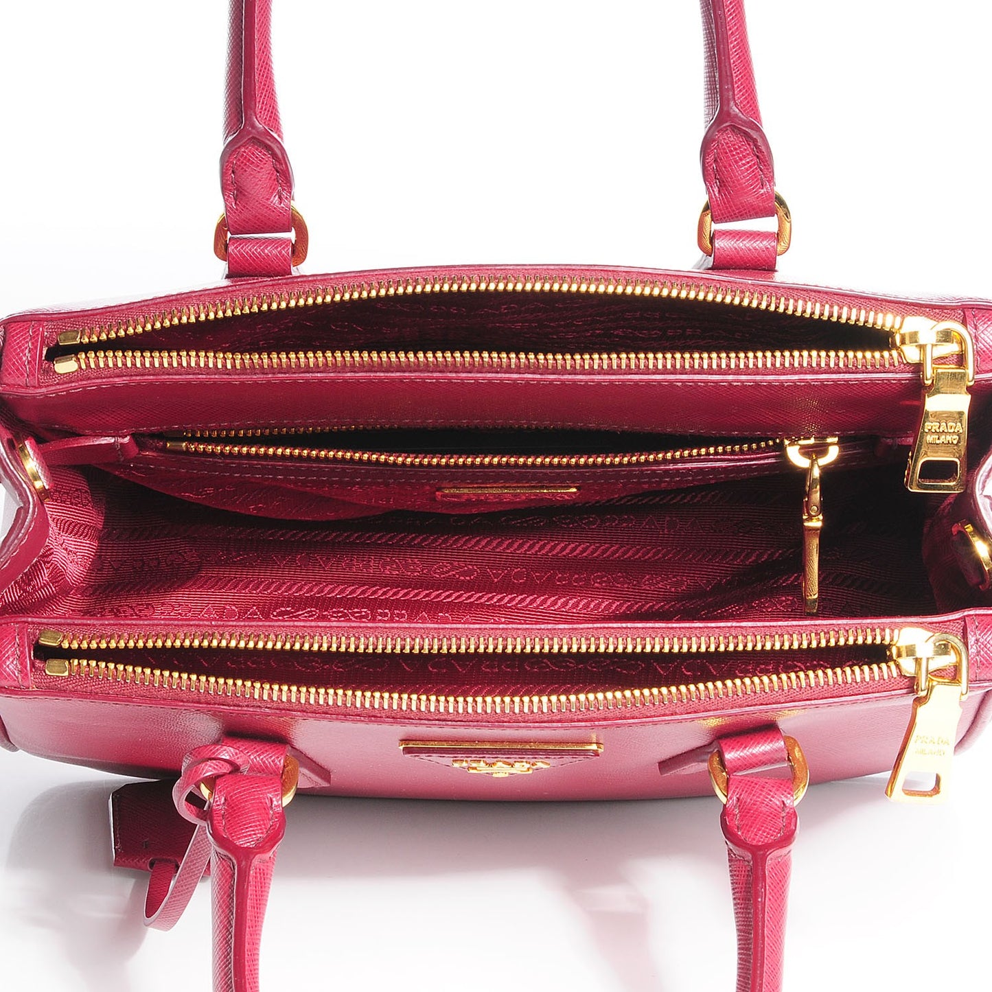 Saffiano Lux Mini Double Zip Tote Cherry