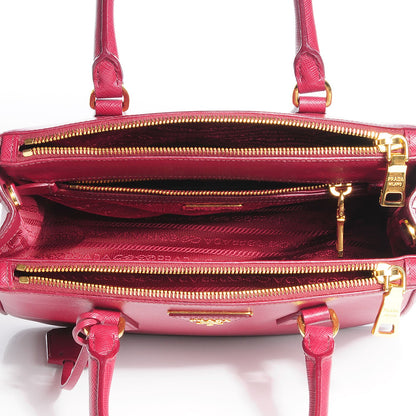 Prada Saffiano Lux Mini Double Zip Tote Cherry 12 of 13
