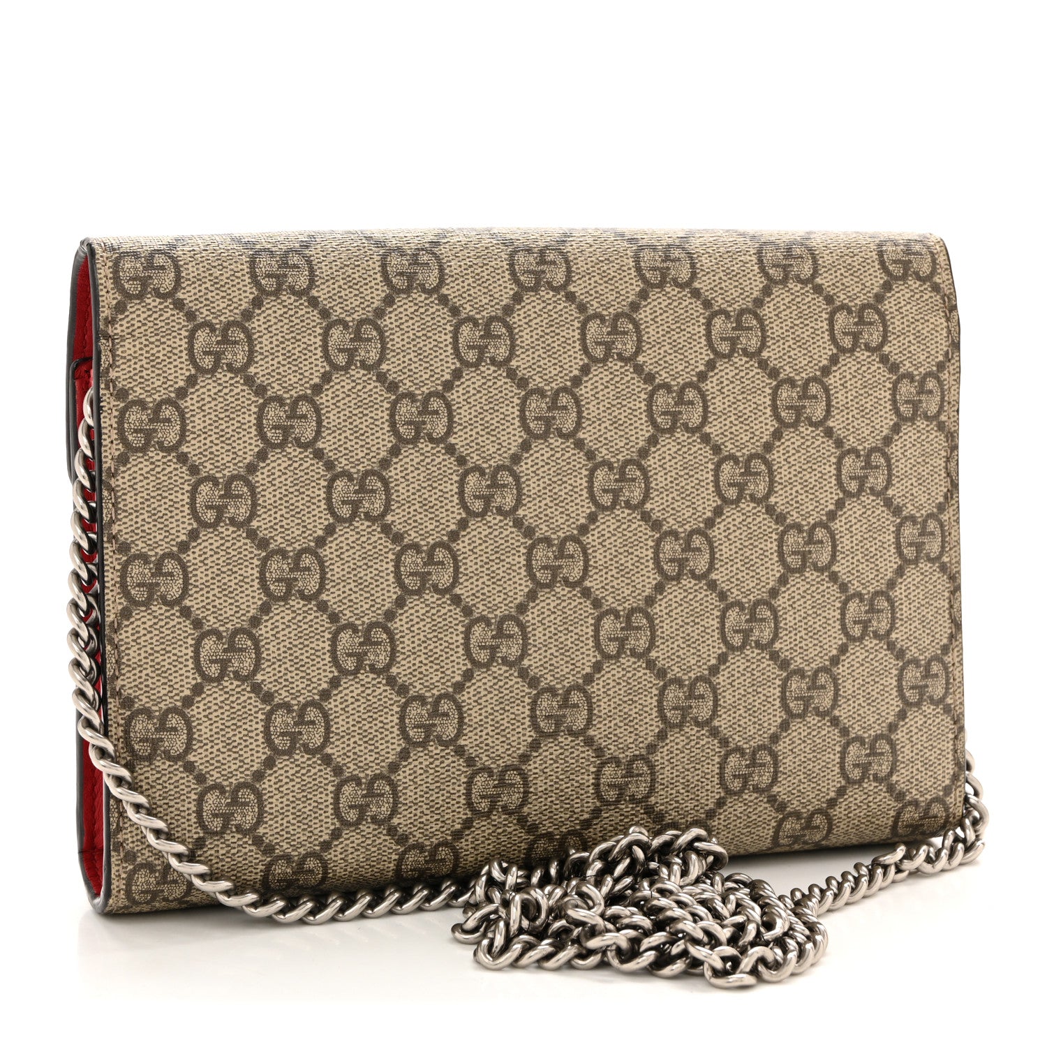 Gucci GG Supreme Monogram Mini Dionysus Chain Wallet Beige Vulcanic Red 3 of 14