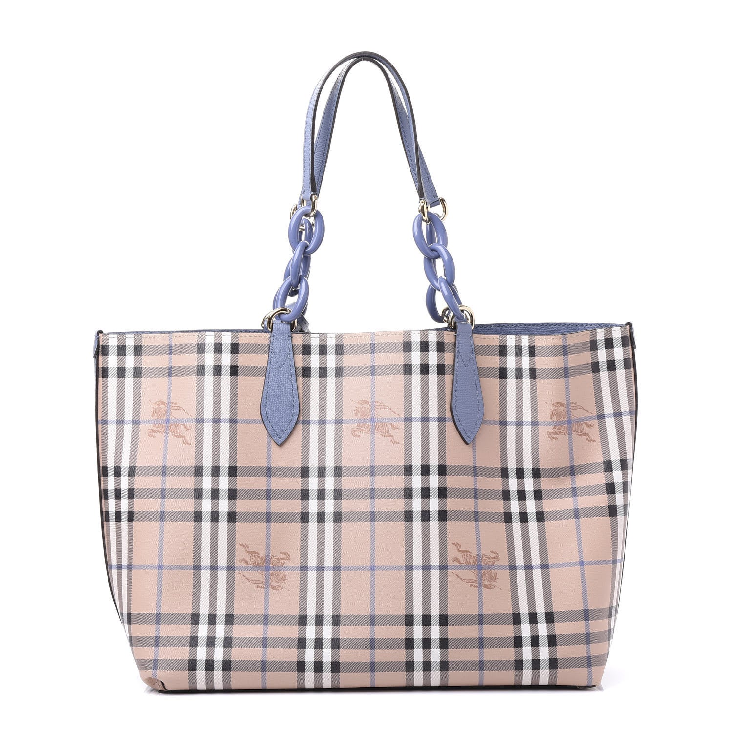 Burberry Calfskin Haymarket Check Medium Reversible Tote Slate Blue 1 of 17