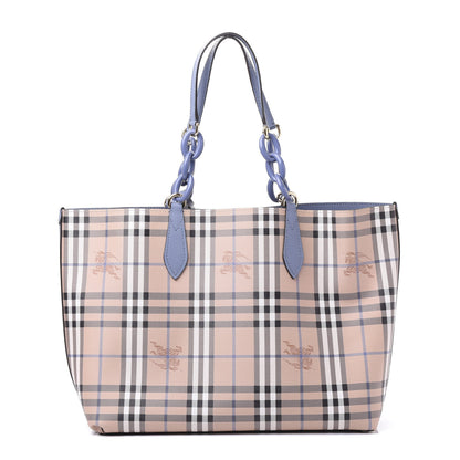 Burberry Calfskin Haymarket Check Medium Reversible Tote Slate Blue 1 of 17