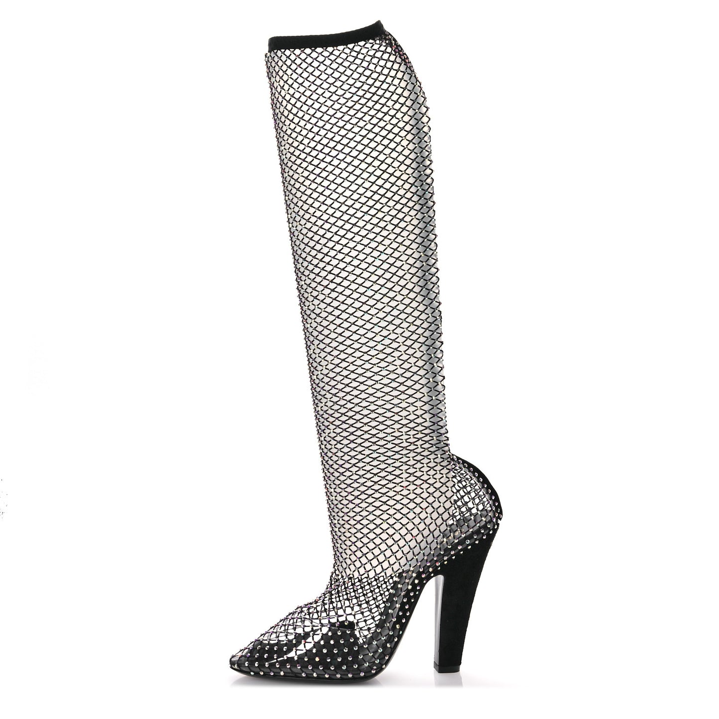Mesh Crystal Suede Koller 110 Knee High Boots 38.5 Black