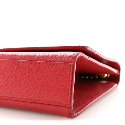 Saint Laurent Grain De Poudre Medium Monogram Kate Satchel Red 9 of 9
