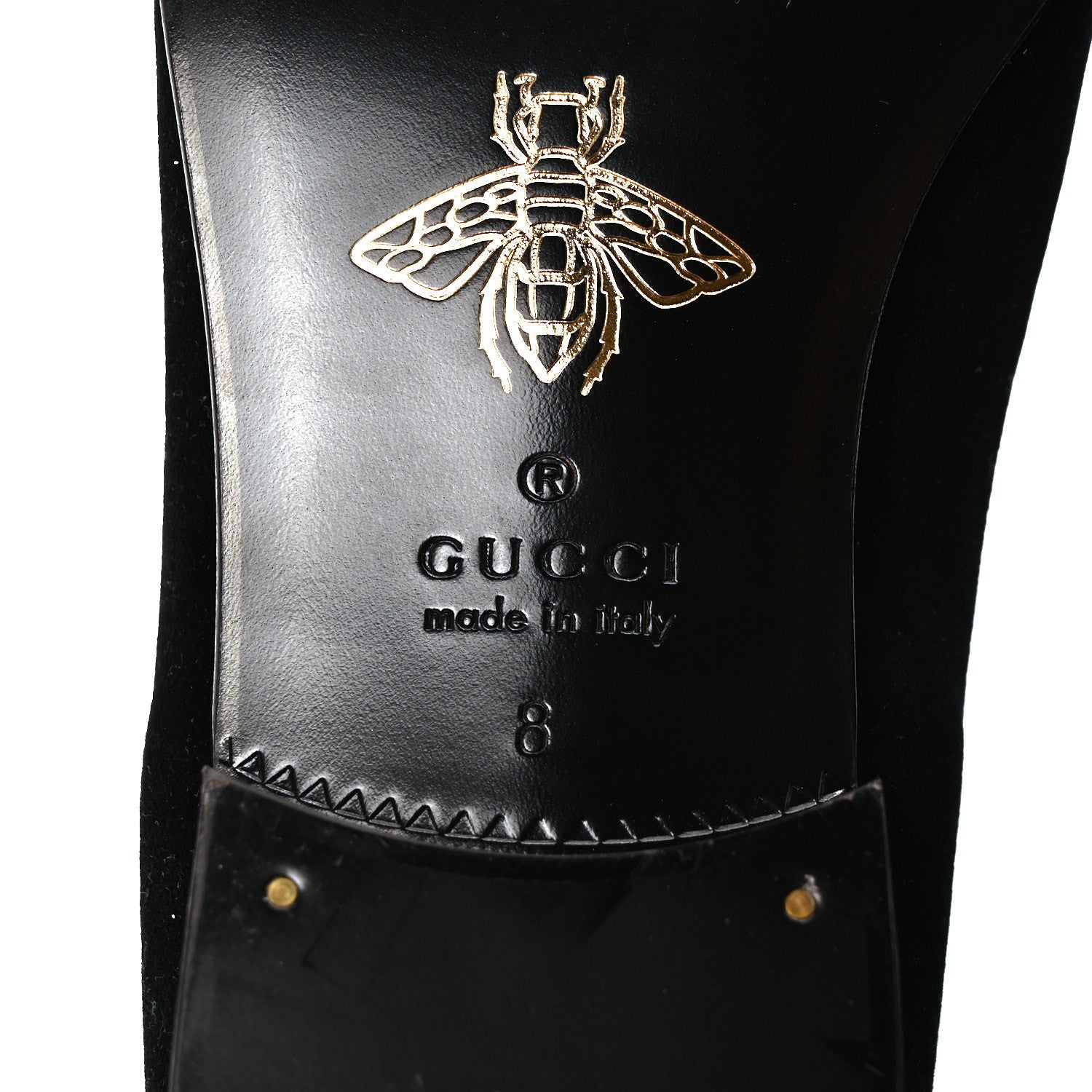 Gucci Velvet Embroidered Mens Loafers 8 Black 7 of 10