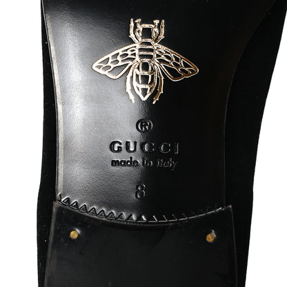 Gucci Velvet Embroidered Mens Loafers 8 Black 7 of 10