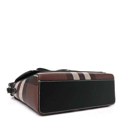 Burberry Calfskin Giant Check E-Canvas Note Crossbody Bag Dark Birch Brown 4 of 10