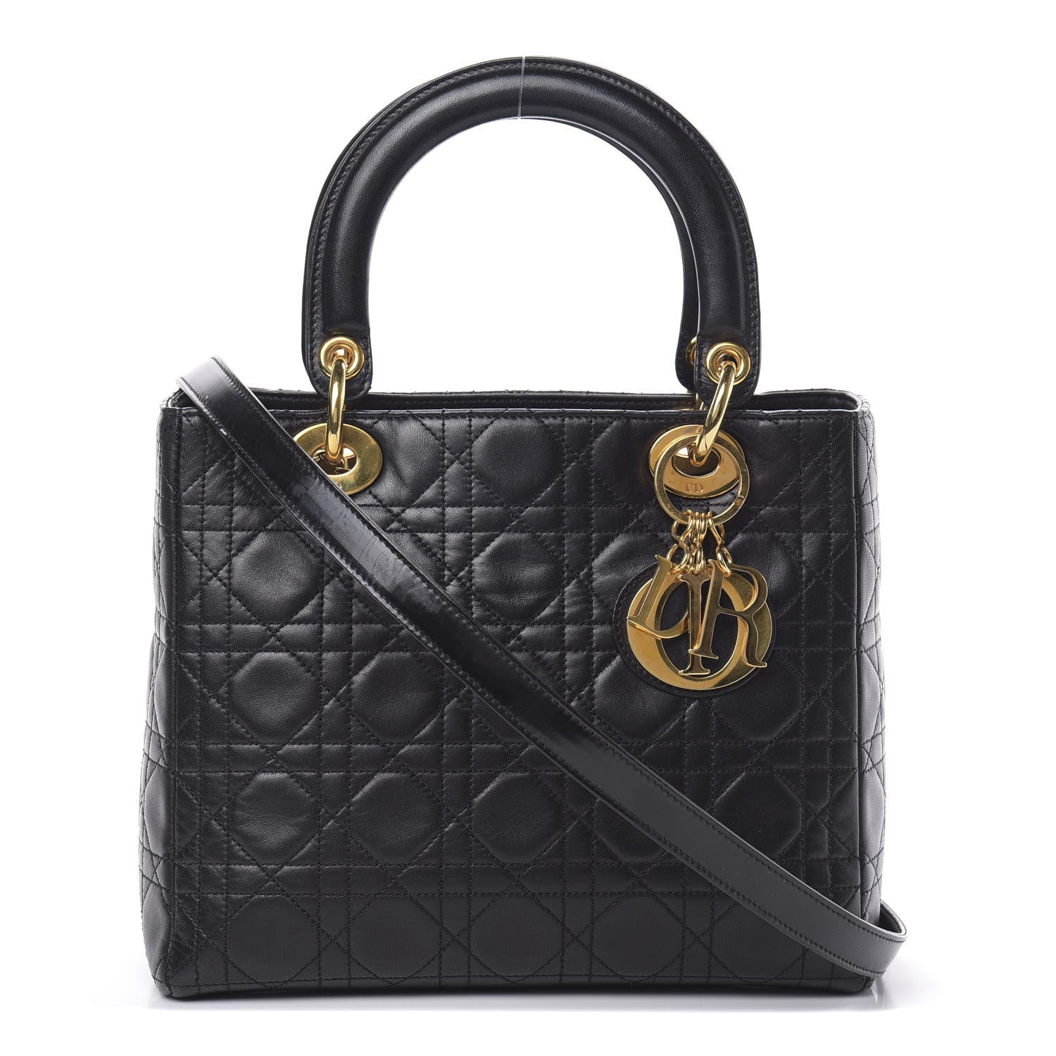 Christian Dior Lambskin Cannage Medium Lady Dior Black 1 of 12