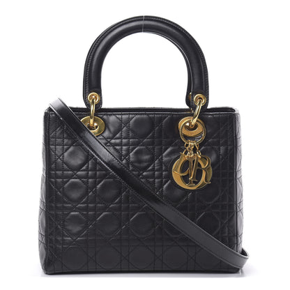 Christian Dior Lambskin Cannage Medium Lady Dior Black 1 of 12