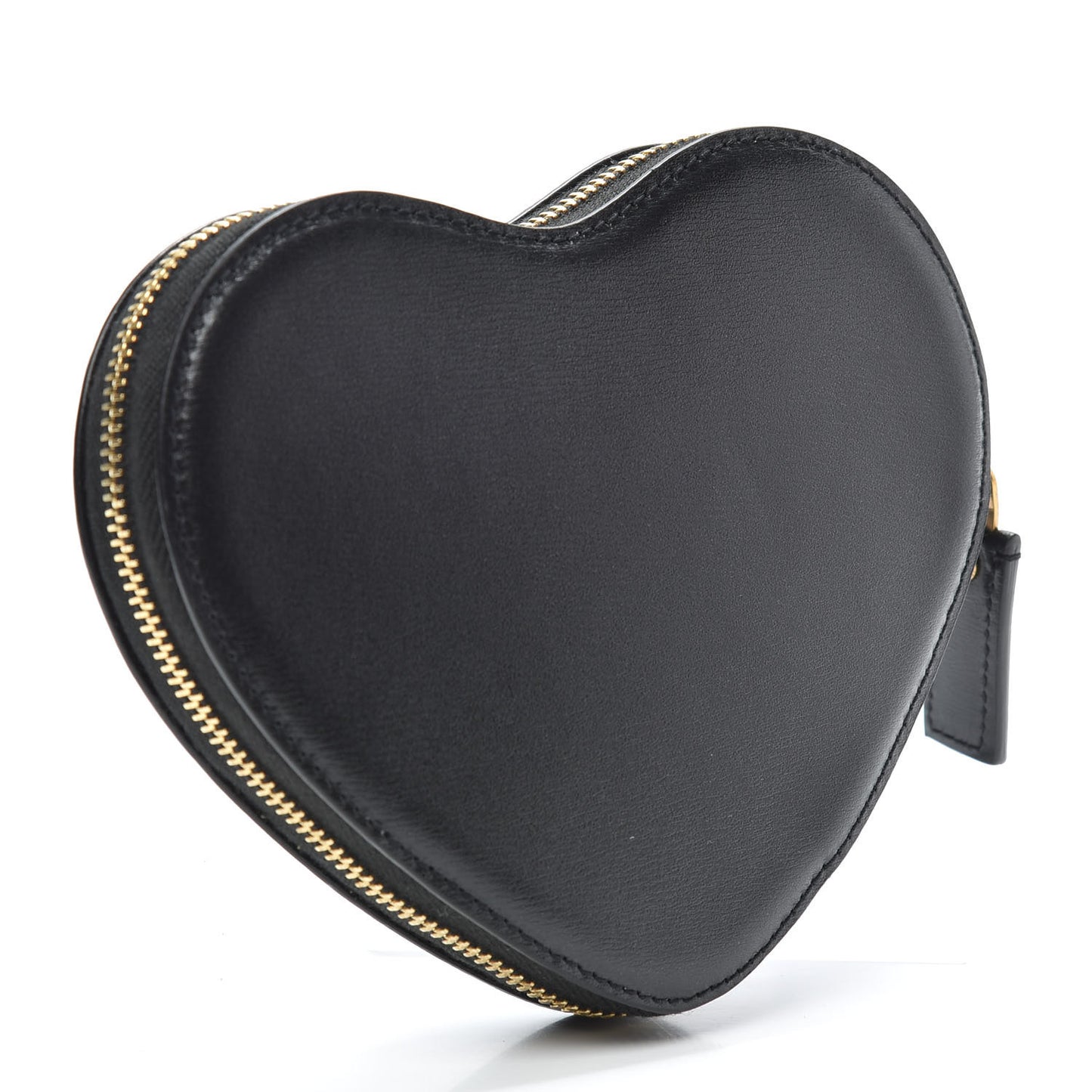 Calfskin Nylon Heart Foldable Tote Bag Black