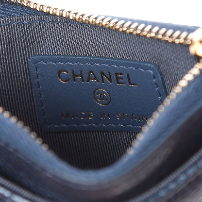 Chanel Metallic Caviar Quilted CC Zip Card Holder Dark Blue 6 of 8