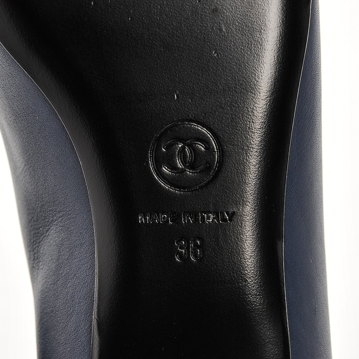Lambskin Cap Toe Ballerina Flats 36 Navy Black