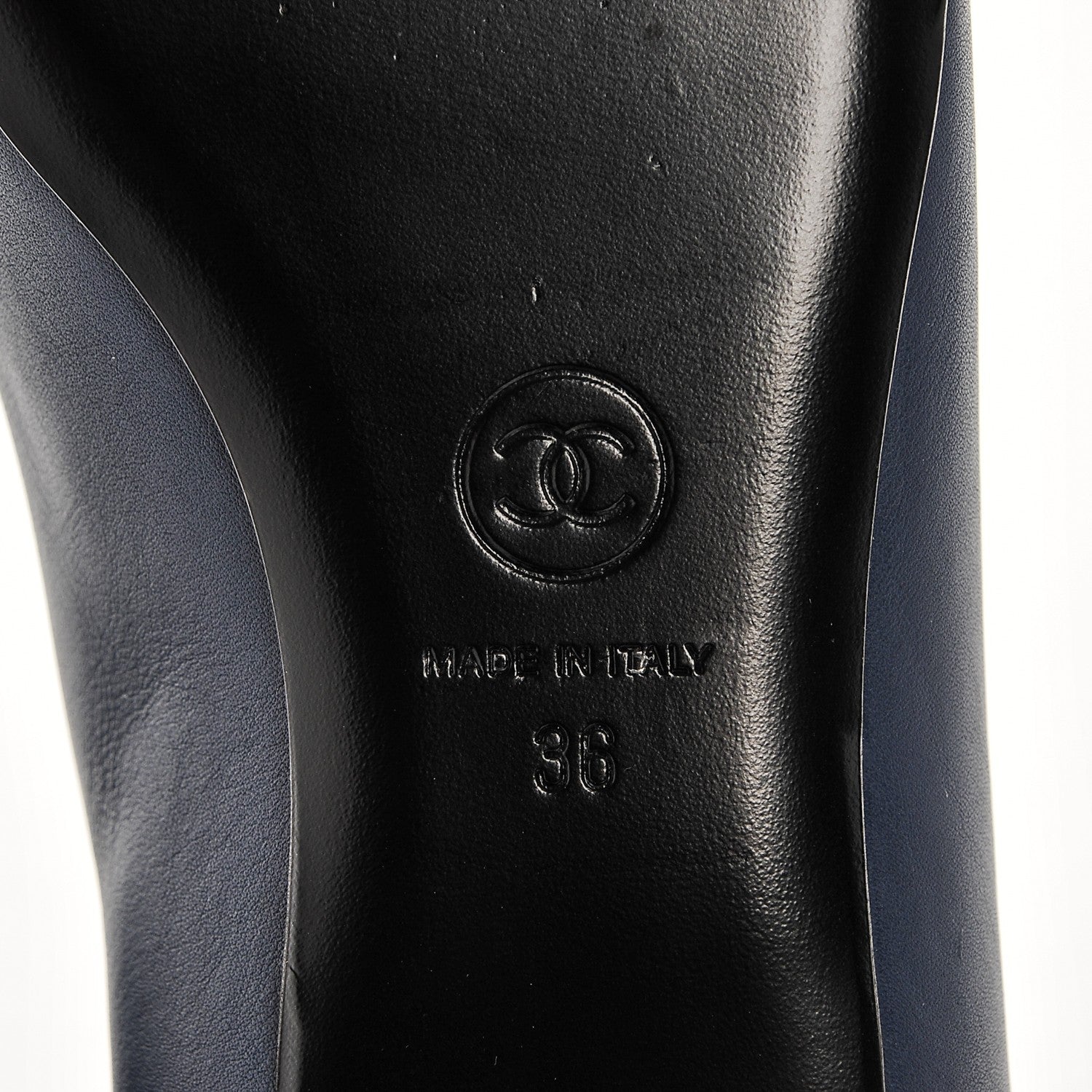 Chanel Lambskin Cap Toe Ballerina Flats 36 Navy Black 6 of 6