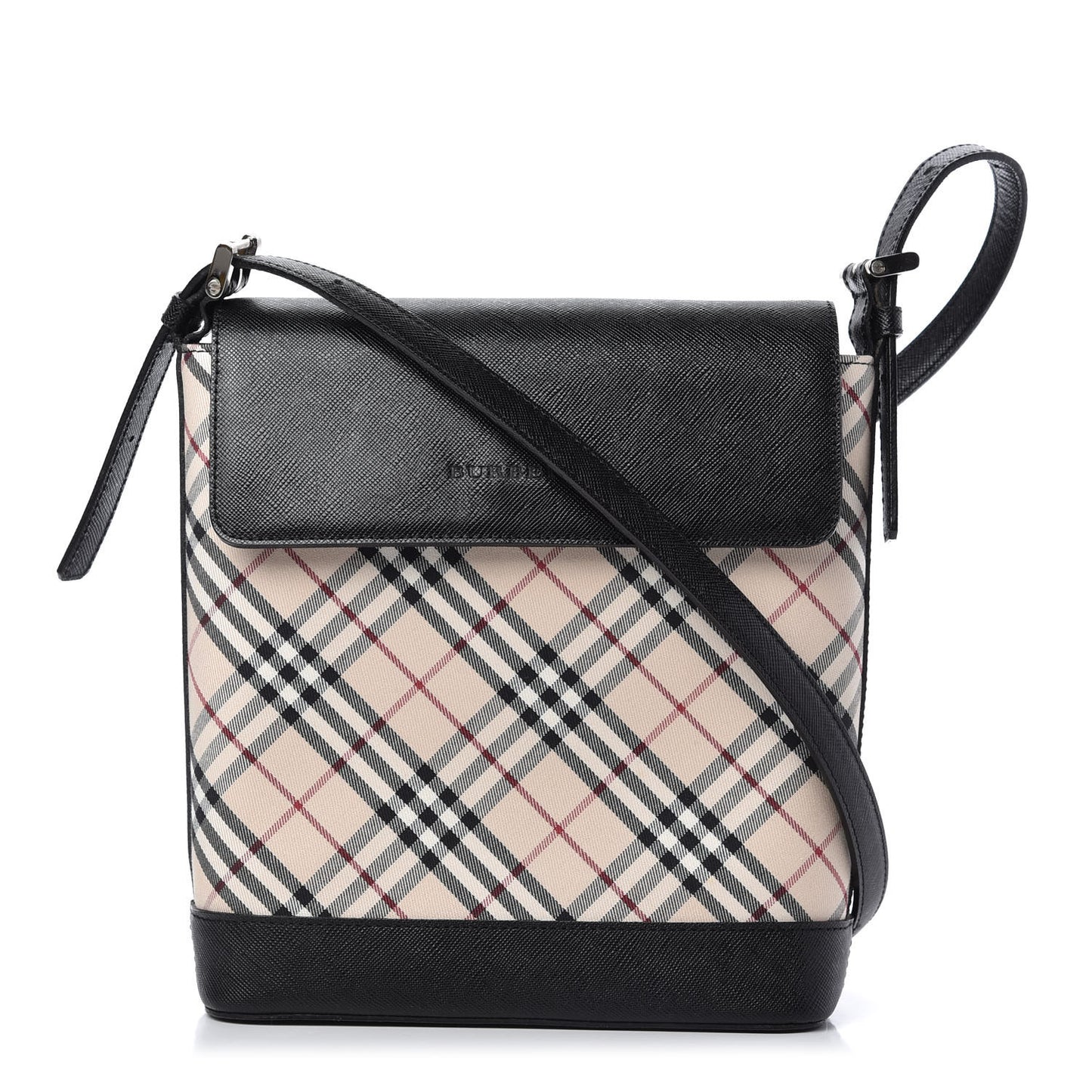 Calfskin Nova Check Shoulder Bag Black