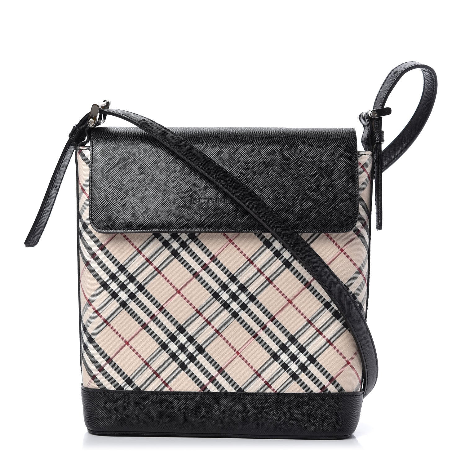 Burberry Calfskin Nova Check Shoulder Bag Black 1 of 9
