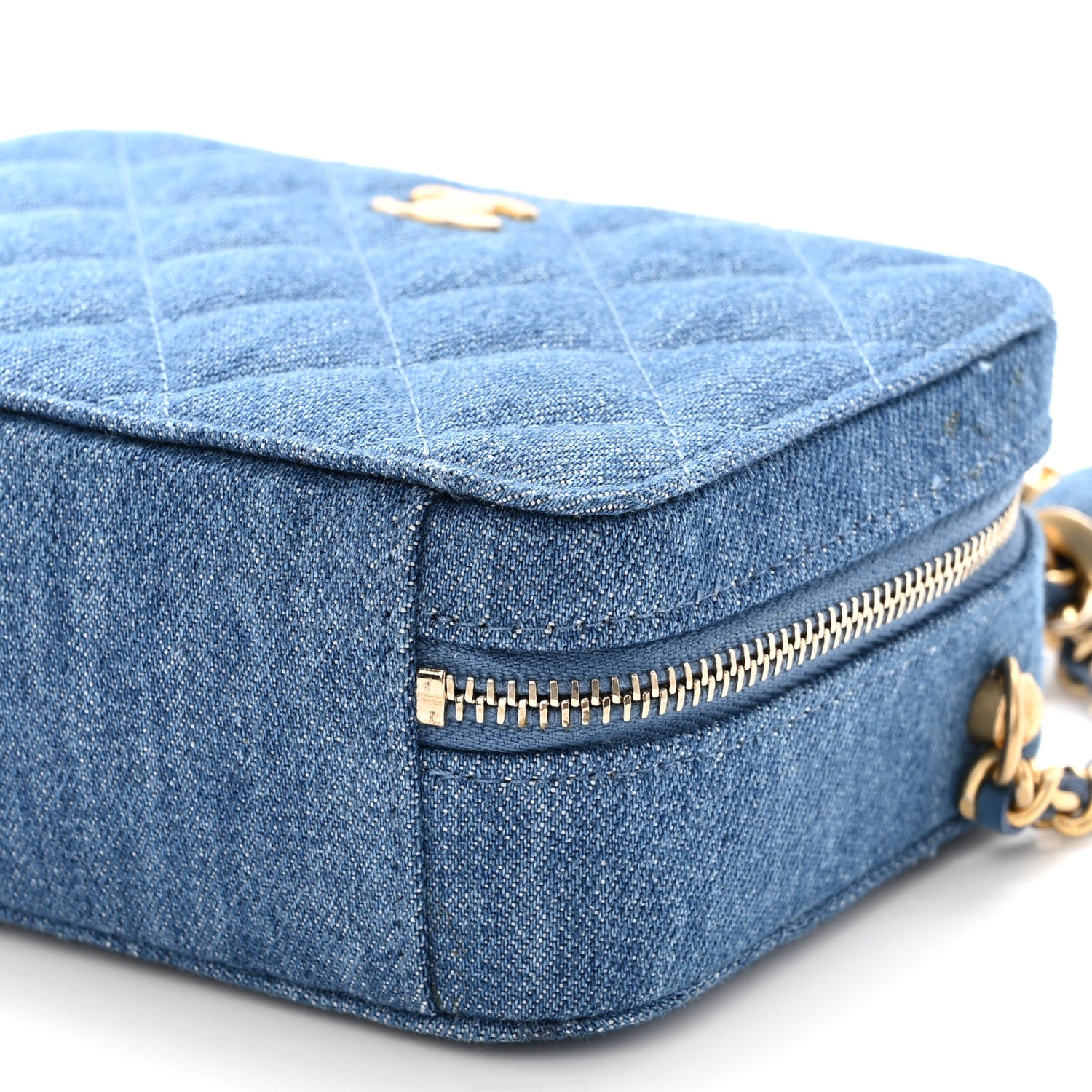 Chanel Denim Quilted CC Pearl Crush Camera Case Blue 10 of 10