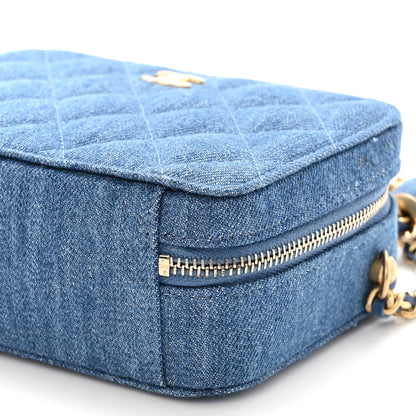Chanel Denim Quilted CC Pearl Crush Camera Case Blue 10 of 10
