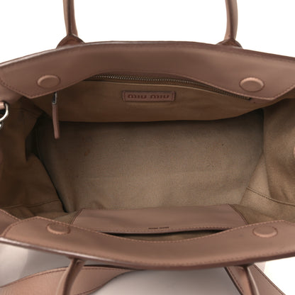 Miu Miu Madras Soft Calfskin Top Handle Satchel Cammeo 5 of 11