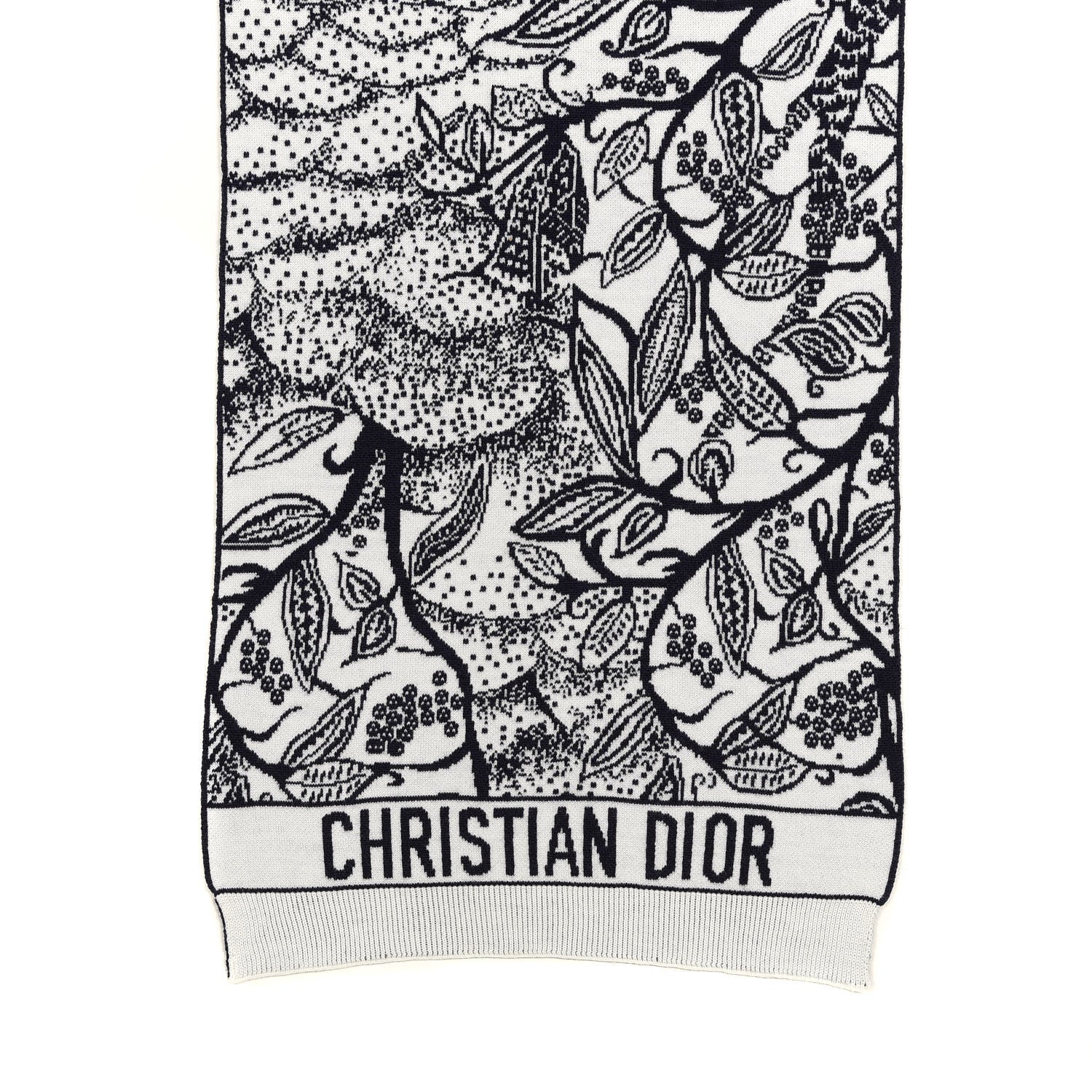 Christian Dior Wool Toile De Jouy Sauvage Scarf Black White 2 of 4