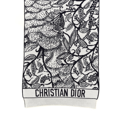 Christian Dior Wool Toile De Jouy Sauvage Scarf Black White 2 of 4