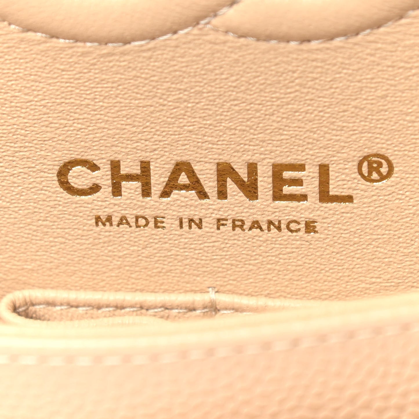 Caviar Quilted Small Double Flap Beige