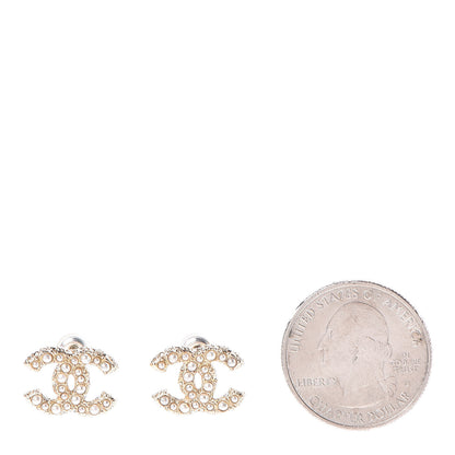 Chanel Pearl Crystal CC Earrings Gold 2 of 5
