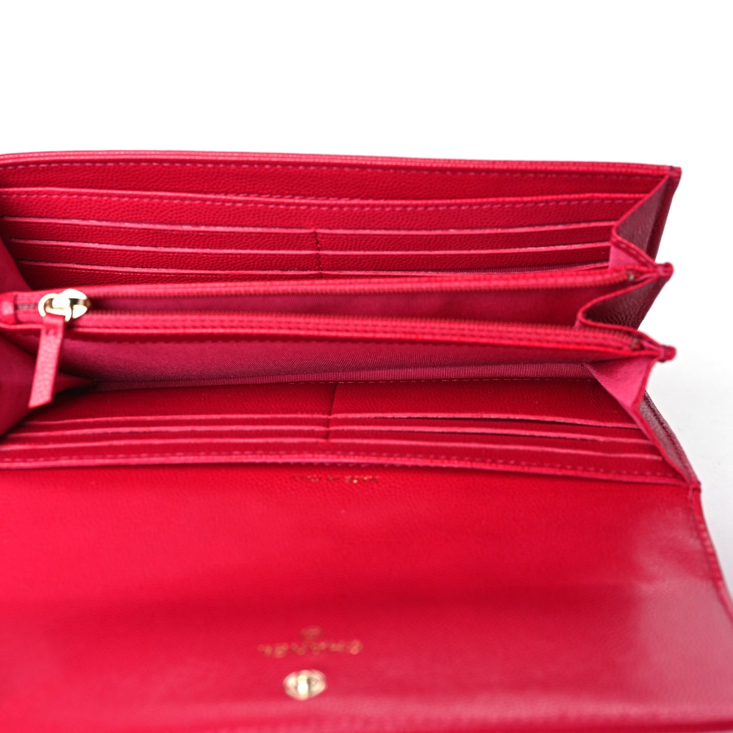 Caviar Camellia Embossed Flap Wallet Fuschia
