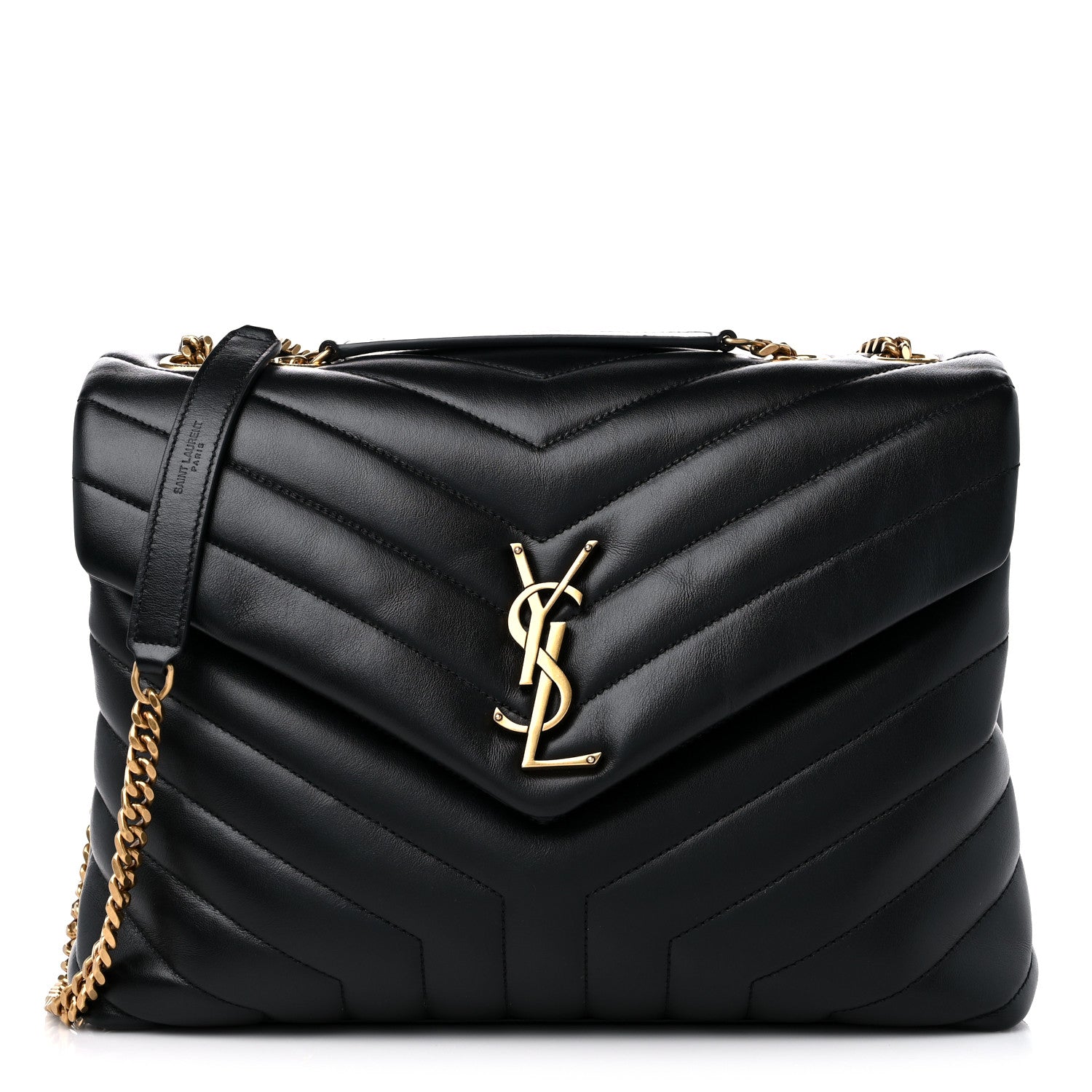 Saint Laurent Calfskin Y Quilted Monogram Medium Loulou Chain Satchel Black 1 of 11