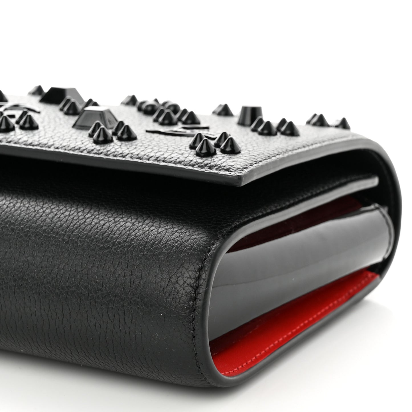Calfskin Spikes Loubinthesky Paloma Clutch Black