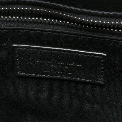 Saint Laurent Crinkled Calfskin Matelasse Monogram Medium Niki Chain Satchel Black 6 of 9