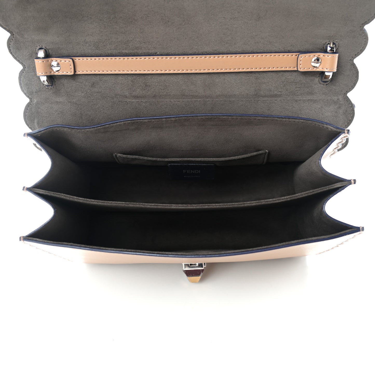 Vitello Liberty Scalloped Studded Kan I Shoulder Bag Sand