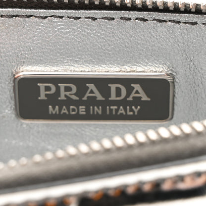 Prada Spazzolato Metal Triangle Logo Triangle Patterned Mini Shoulder Bag Argento 6 of 9