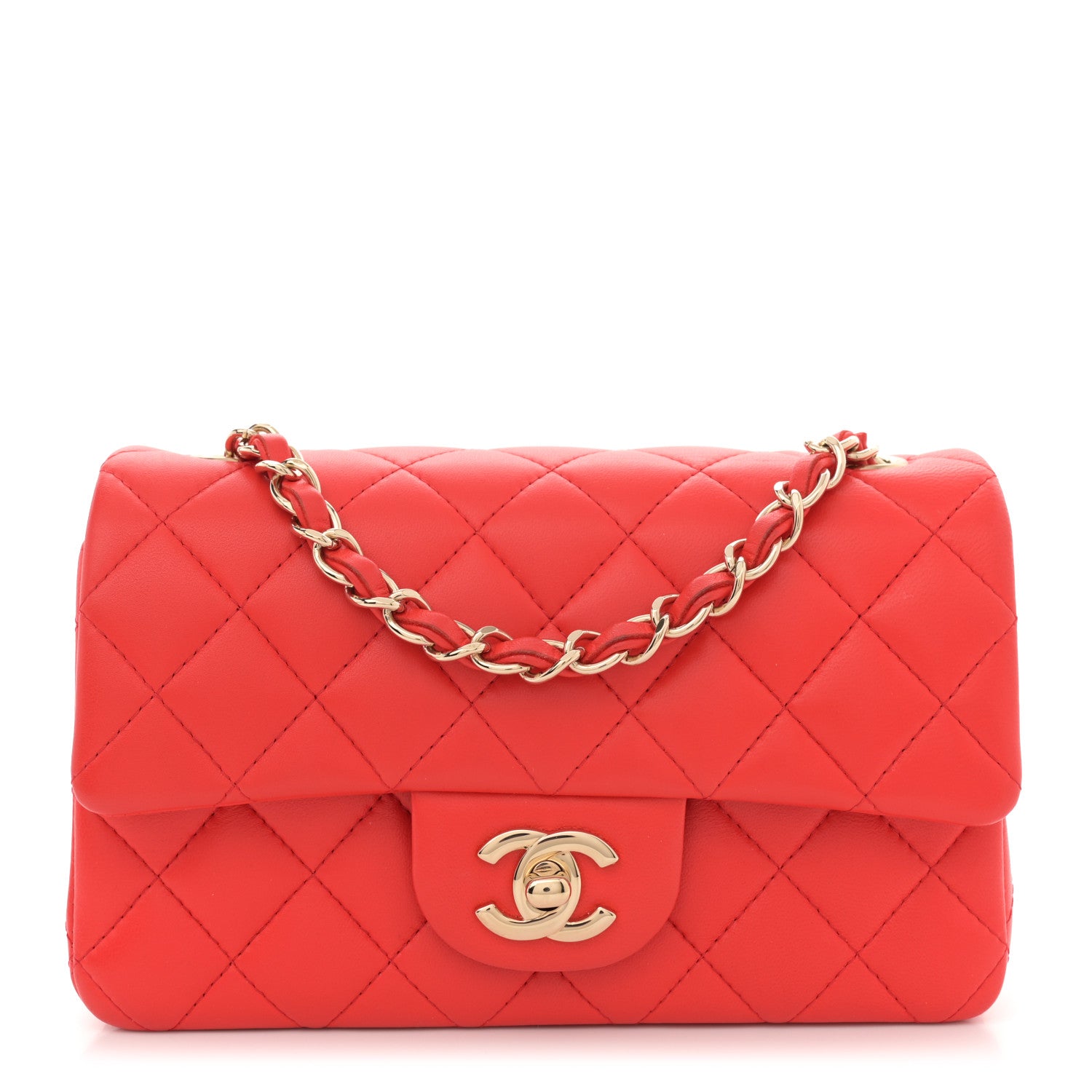 Chanel Lambskin Quilted Mini Rectangular Flap Red 1 of 12